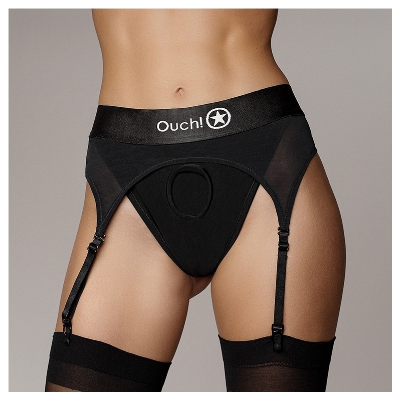 Ouch! Porte-Jarretelles vibrant Strap-On Thong Garters Noir